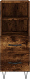 vidaXL - Dressoir - 34,5x34x90 - cm - bewerkt - hout - gerookt - eiken