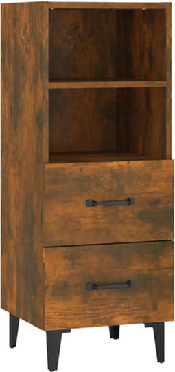 vidaXL - Dressoir - 34,5x34x90 - cm - bewerkt - hout - gerookt - eikenkleurig
