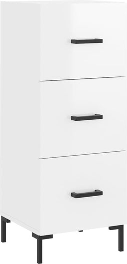 vidaXL - Dressoir - 34,5x34x90 - cm - bewerkt - hout - hoogglans - wit