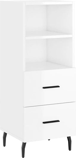 vidaXL - Dressoir - 34,5x34x90 - cm - bewerkt - hout - hoogglans - wit