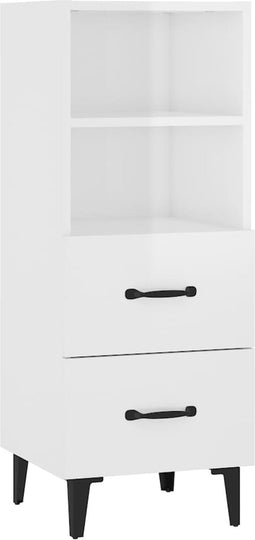 vidaXL - Dressoir - 34,5x34x90 - cm - bewerkt - hout - hoogglans - wit
