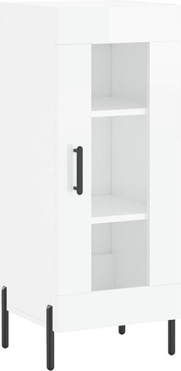 vidaXL - Dressoir - 34,5x34x90 - cm - bewerkt - hout - hoogglans - wit