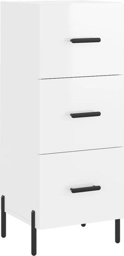 vidaXL - Dressoir - 34,5x34x90 - cm - bewerkt - hout - hoogglans - wit