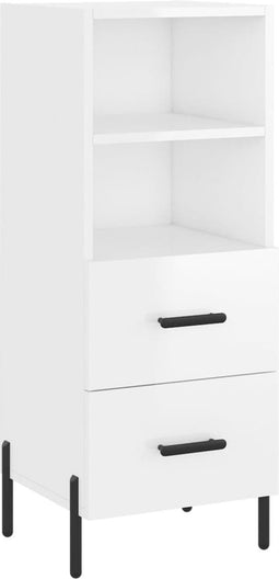 vidaXL - Dressoir - 34,5x34x90 - cm - bewerkt - hout - hoogglans - wit