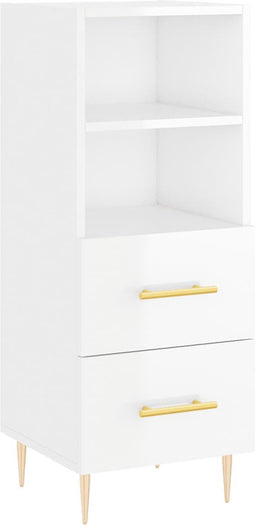 vidaXL - Dressoir - 34,5x34x90 - cm - bewerkt - hout - hoogglans - wit
