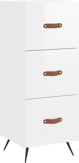 vidaXL - Dressoir - 34,5x34x90 - cm - bewerkt - hout - hoogglans - wit