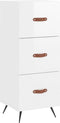 vidaXL - Dressoir - 34,5x34x90 - cm - bewerkt - hout - hoogglans - wit