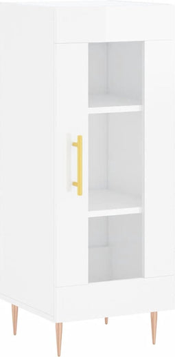 vidaXL - Dressoir - 34,5x34x90 - cm - bewerkt - hout - hoogglans - wit