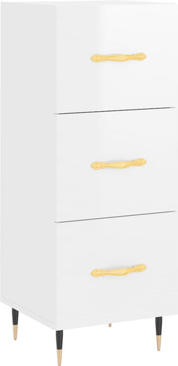 vidaXL - Dressoir - 34,5x34x90 - cm - bewerkt - hout - hoogglans - wit