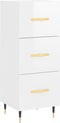 vidaXL - Dressoir - 34,5x34x90 - cm - bewerkt - hout - hoogglans - wit