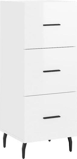 vidaXL - Dressoir - 34,5x34x90 - cm - bewerkt - hout - hoogglans - wit