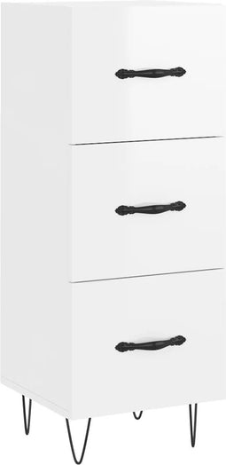 vidaXL - Dressoir - 34,5x34x90 - cm - bewerkt - hout - hoogglans - wit
