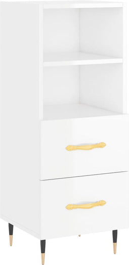 vidaXL - Dressoir - 34,5x34x90 - cm - bewerkt - hout - hoogglans - wit