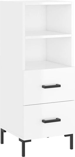 vidaXL - Dressoir - 34,5x34x90 - cm - bewerkt - hout - hoogglans - wit