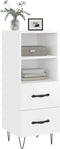 vidaXL - Dressoir - 34,5x34x90 - cm - bewerkt - hout - hoogglans - wit