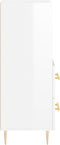 vidaXL - Dressoir - 34,5x34x90 - cm - bewerkt - hout - hoogglans - wit
