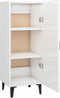 vidaXL - Dressoir - 34,5x34x90 - cm - bewerkt - hout - hoogglans - wit