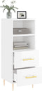 vidaXL - Dressoir - 34,5x34x90 - cm - bewerkt - hout - hoogglans - wit