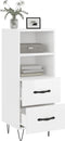 vidaXL - Dressoir - 34,5x34x90 - cm - bewerkt - hout - hoogglans - wit