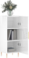 vidaXL - Dressoir - 34,5x34x90 - cm - bewerkt - hout - hoogglans - wit