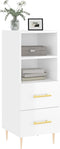 vidaXL - Dressoir - 34,5x34x90 - cm - bewerkt - hout - hoogglans - wit