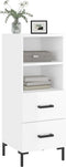 vidaXL - Dressoir - 34,5x34x90 - cm - bewerkt - hout - hoogglans - wit
