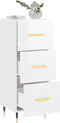 vidaXL - Dressoir - 34,5x34x90 - cm - bewerkt - hout - hoogglans - wit