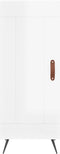 vidaXL - Dressoir - 34,5x34x90 - cm - bewerkt - hout - hoogglans - wit