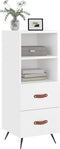 vidaXL - Dressoir - 34,5x34x90 - cm - bewerkt - hout - hoogglans - wit