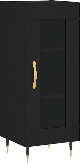 vidaXL - Dressoir - 34,5x34x90 - cm - bewerkt - hout - zwart