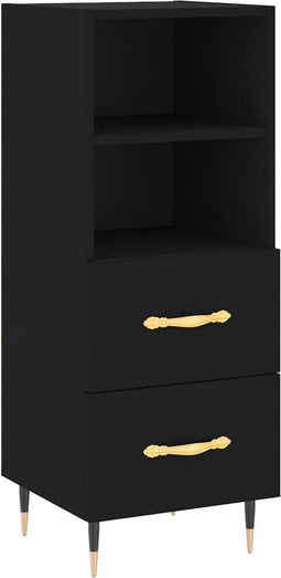 vidaXL - Dressoir - 34,5x34x90 - cm - bewerkt - hout - zwart