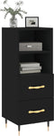 vidaXL - Dressoir - 34,5x34x90 - cm - bewerkt - hout - zwart
