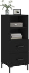 vidaXL - Dressoir - 34,5x34x90 - cm - bewerkt - hout - zwart