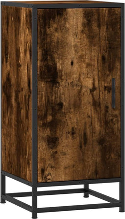 vidaXL - Dressoir - 35,5x35x76 - cm - bewerkt - hout - en - metaal - gerookt - eiken