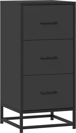 vidaXL - Dressoir - 35,5x35x76 - cm - bewerkt - hout - en - metaal - zwart
