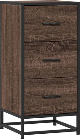 vidaXL - Dressoir - 35,5x35x76 - cm - bewerkt - hout - en - metaal - bruin - eikenkleur