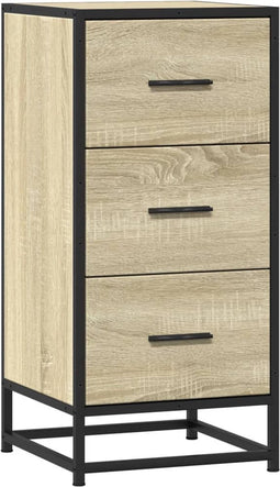 vidaXL - Dressoir - 35,5x35x76 - cm - bewerkt - hout - en - metaal - sonoma - eikenkleur