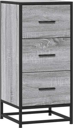 vidaXL - Dressoir - 35,5x35x76 - cm - bewerkt - hout - en - metaal - grijs - sonoma