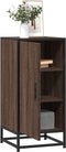 vidaXL - Dressoir - 35,5x35x76 - cm - bewerkt - hout - en - metaal - bruin - eikenkleur