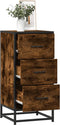 vidaXL - Dressoir - 35,5x35x76 - cm - bewerkt - hout - en - metaal - gerookt - eiken