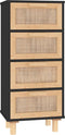 vidaXL - Dressoir - 40x30x90 - cm - massief - grenen - hout - en - rattan - zwart