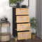 vidaXL - Dressoir - 40x30x90 - cm - massief - grenen - hout - en - rattan - zwart