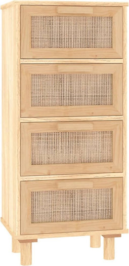 vidaXL - Dressoir - 40x30x90 - cm - massief - grenenhout - en - rattan - bruin