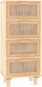 vidaXL - Dressoir - 40x30x90 - cm - massief - grenenhout - en - rattan - bruin
