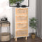 vidaXL - Dressoir - 40x30x90 - cm - massief - grenenhout - en - rattan - wit