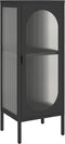 vidaXL - Dressoir - 40x35x105 - cm - glas - en - staal - zwart