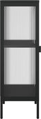 vidaXL - Dressoir - 40x35x105 - cm - glas - en - staal - zwart