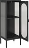 vidaXL - Dressoir - 40x35x105 - cm - glas - en - staal - zwart