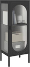 vidaXL - Dressoir - 40x35x105 - cm - glas - en - staal - zwart