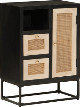 vidaXL - Dressoir - 55x30x76 - cm - massief - mangohout - en - ijzer - zwart